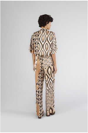 PANTALONE PALAZZO IN SATIN STAMPATO