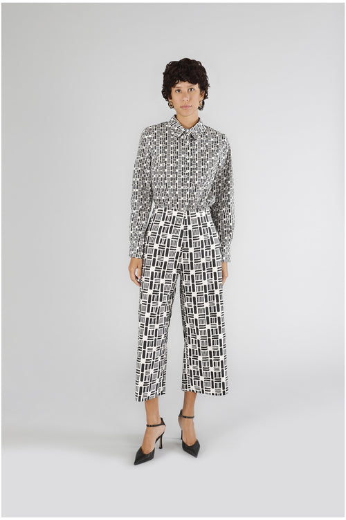 PANTALONE PALAZZO IN POPELINE STAMPATO