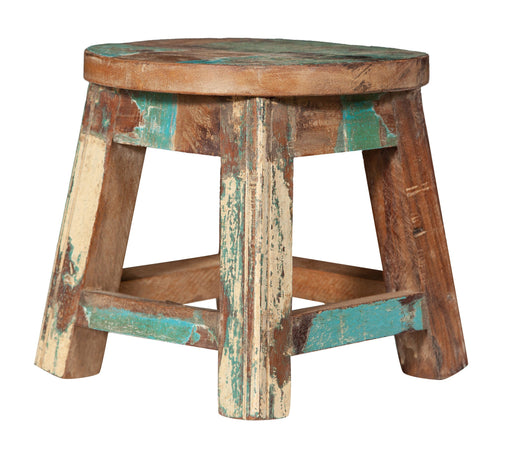 Biscottini PANCHETTO ROTONDO IN LEGNO VECCHIO RICICLATO DI TEAK