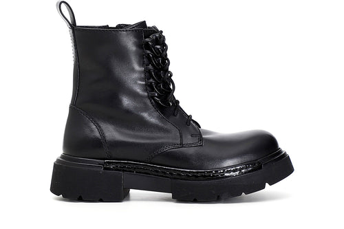 TRONCHETTO ALLACCIATO IN PELLE CON CATENA STRASS