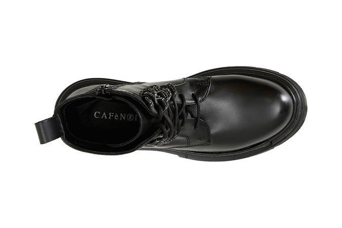 TRONCHETTO ALLACCIATO IN PELLE CON CATENA STRASS