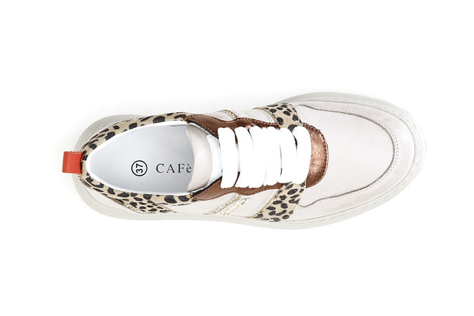SNEAKERS IN PELLE CON RIPORTI STAMPA MACULATA