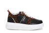 SNEAKERS IN PELLE CON RIPORTI STAMPA MACULATA