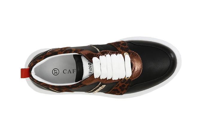 SNEAKERS IN PELLE CON RIPORTI STAMPA MACULATA