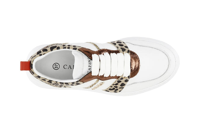 SNEAKERS IN PELLE CON RIPORTI STAMPA MACULATA