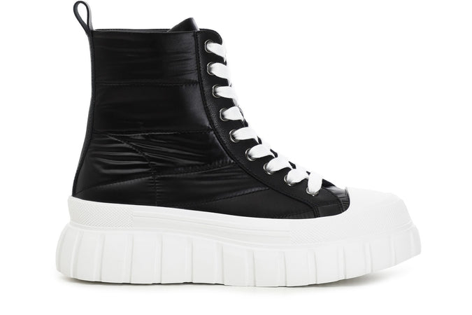 TRONCHETTO ALLACIATO IN TESSUTO LAMINATO TRAPUNTATO