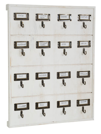 Biscottini Bacheca appendichiavi in legno finitura bianco anticato L37xPR4xH47 cm
