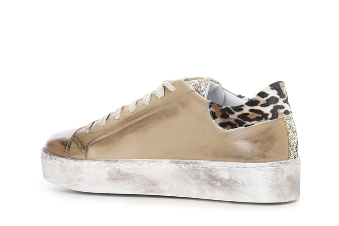 SNEAKERS IN PELLE CON DETTAGLI MACULATIE GLITTER