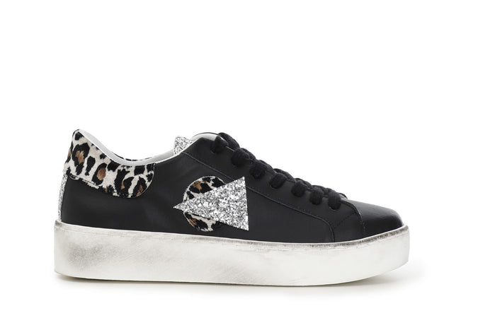 SNEAKERS IN PELLE CON DETTAGLI MACULATIE GLITTER