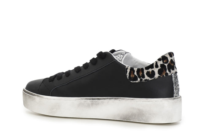 SNEAKERS IN PELLE CON DETTAGLI MACULATIE GLITTER