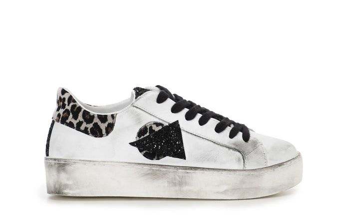 SNEAKERS IN PELLE CON DETTAGLI MACULATIE GLITTER