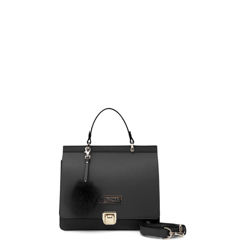 CARTELLA IN SAFFIANO CON POM PON