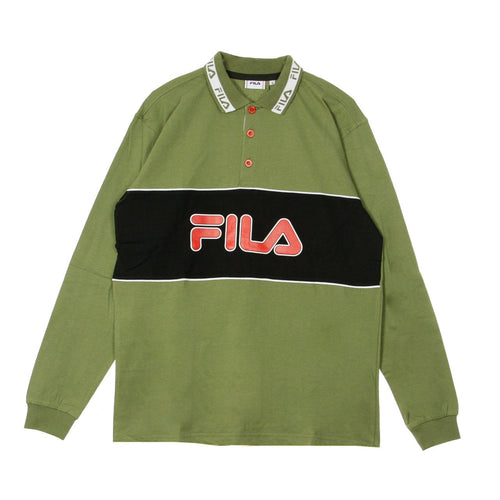 FILA Polo Manica Lunga Uomo Umed Deep Lichen Green/black/bright White da uomo