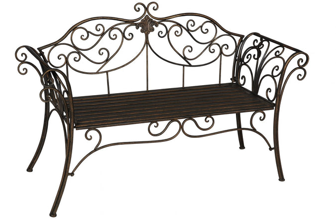 Biscottini Divanetto panchina Liberty in ferro finitura bronzata anticata