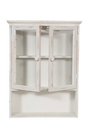 Biscottini Biscottini Vetrinetta Bacheca Legno Bianca Anticata Shabby Chic Arredo 48x12x63