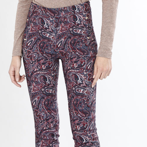 PANTALONE A SIGARETTA STAMPATO CON RIVETTI ALLE TASCHE