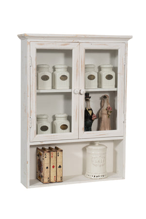 Biscottini Biscottini Vetrinetta Bacheca Legno Bianca Anticata Shabby Chic Arredo 48x12x63