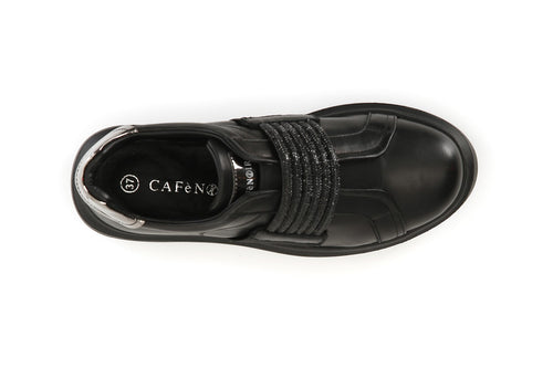 SNEAKERS IN PELLE CON ACCESSORIO STRASSE ELASTICI