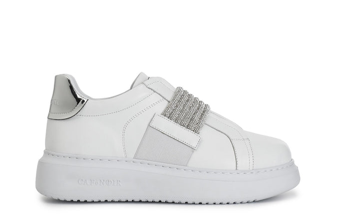 SNEAKERS IN PELLE CON ACCESSORIO STRASSE ELASTICI