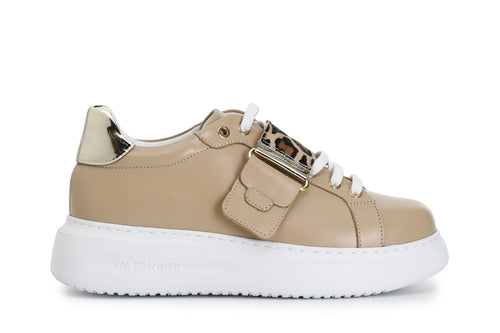 SNEAKERS IN PELLE CON FASCIA CAVALLINO