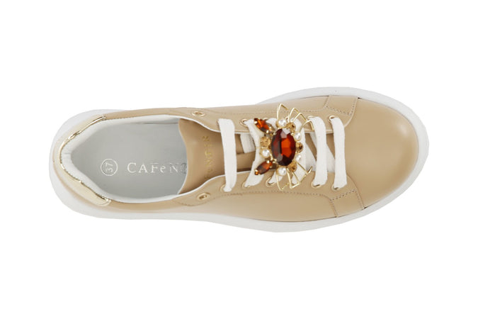 SNEAKERS IN PELLE CON ACCESSORIO GIOIELLO