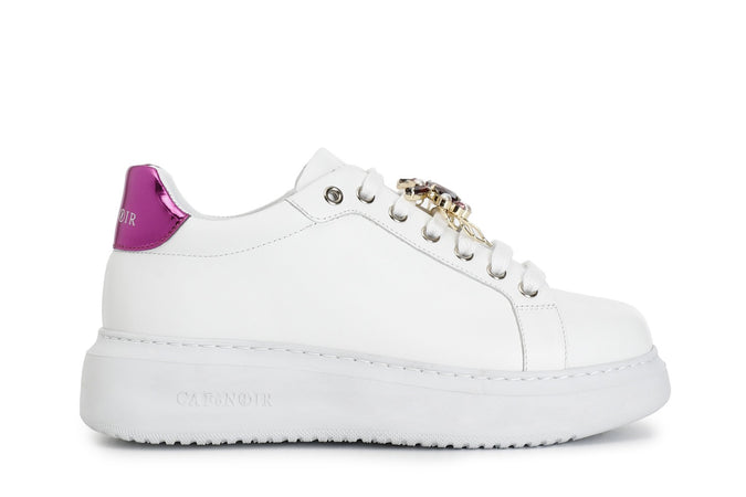 SNEAKERS IN PELLE CON ACCESSORIO GIOIELLO