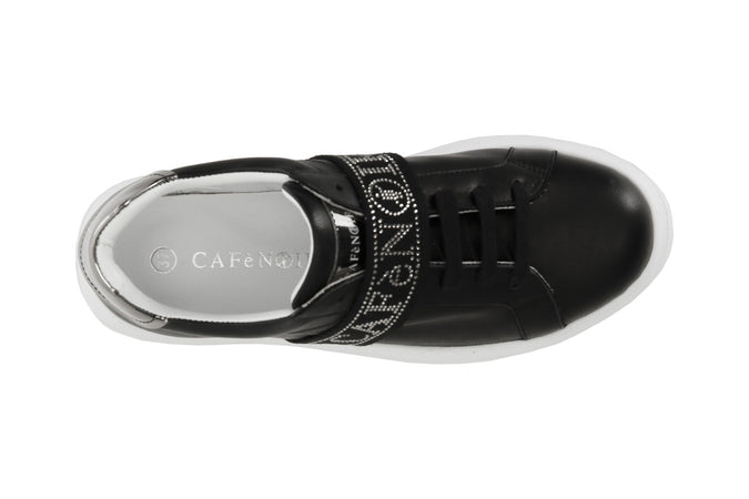 SNEAKERS IN PELLE CON NASTRO LOGATO