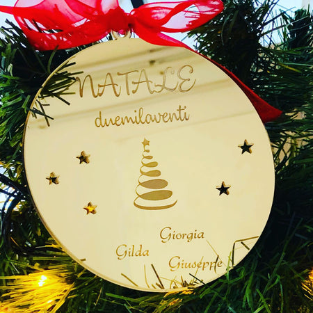 Pallina per albero di natale in plexiglass personalizzabile con nome o logo da Ø 10 cm