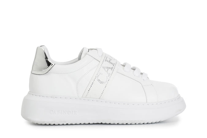 SNEAKERS IN PELLE CON NASTRO LOGATO