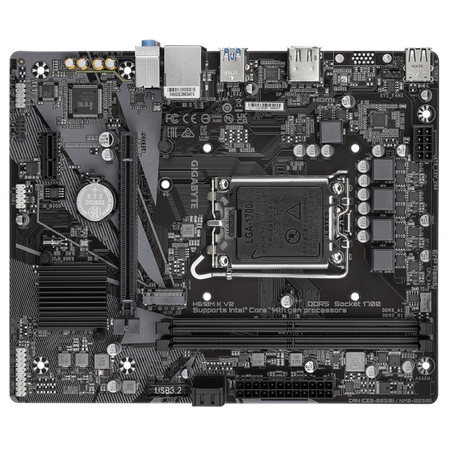 GIGABYTE H610M K V2 Scheda madre - CPU Intel Core 14 generazione, fino a 5600 MHz DDR5, 1xPCIe 3.0 M.2, LAN 1GbE, USB 3.2 Gen 1 (Gigabyte H610M K V2 DDR5 Intel Socket 1700 Micro ATX Motherboard, PC