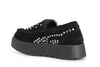 MOCASSINO IN PELLE SCAMOSCIATA CON STRASS BORCHIE E INFILATURE