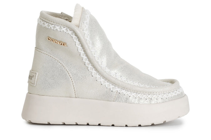 TRONCHETTO IN PELLE SCAMOSCIATA GLITTERATA