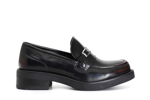 MOCASSINO IN SIMILPELLE SPAZZOLATA CON FIBBIA