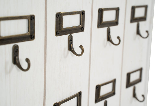 Biscottini Bacheca appendichiavi in legno finitura bianco anticato