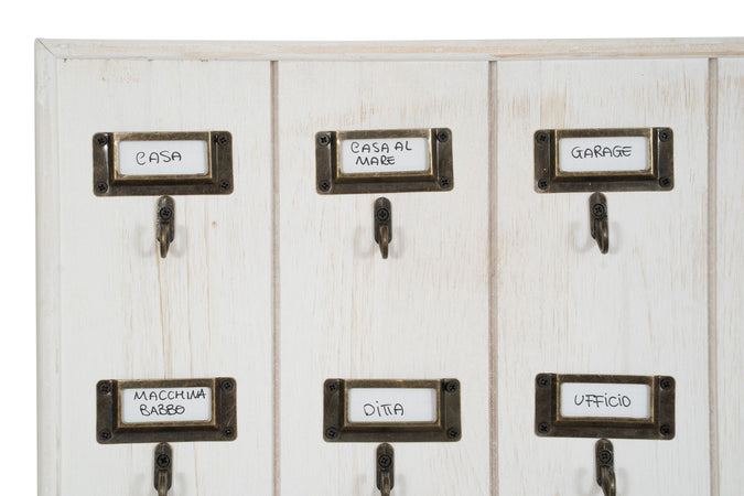 Biscottini Bacheca appendichiavi in legno finitura bianco anticato