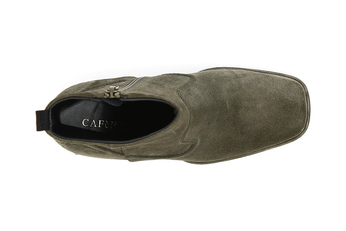 TRONCHETTO IN PELLE SCAMOSCIATA CON CUCITURA ORNAMENTALE