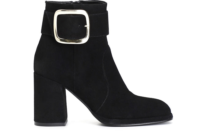 TRONCHETTO IN PELLE SCAMOSCIATA CON FIBBIA