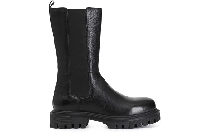 STIVALETTO 3/4 IN PELLE CON ELASTICO