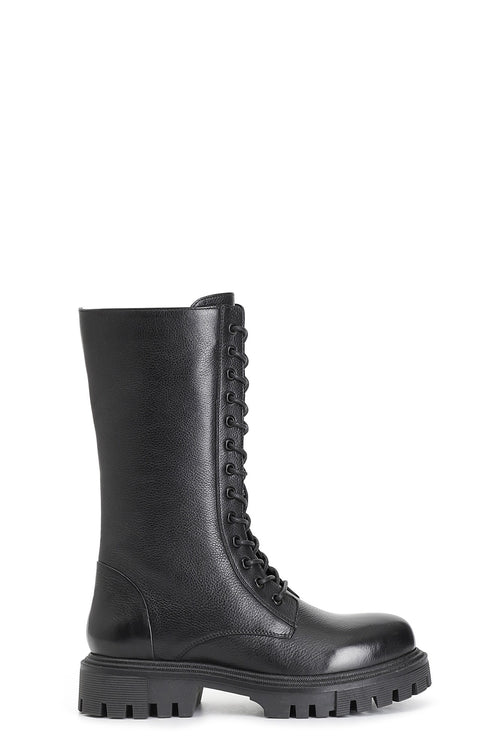 STIVALETTO 3/4 IN PELLE CON LACCI