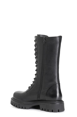 STIVALETTO 3/4 IN PELLE CON LACCI