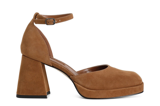 SCARPA IN PELLE SCAMOSCIATA CON LACCIO ALLA CAVIGLIA