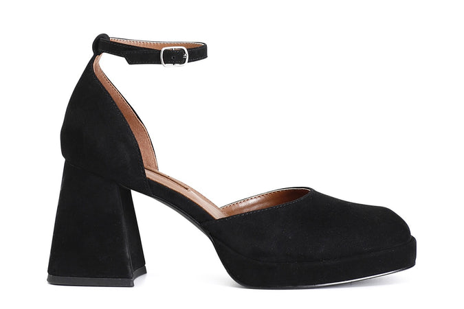 SCARPA IN PELLE SCAMOSCIATA CON LACCIO ALLA CAVIGLIA