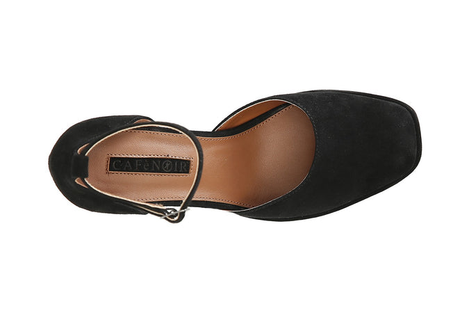 SCARPA IN PELLE SCAMOSCIATA CON LACCIO ALLA CAVIGLIA