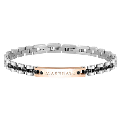 Bracciale MASERATI uomo Tag acciaio / nero / oro rosa