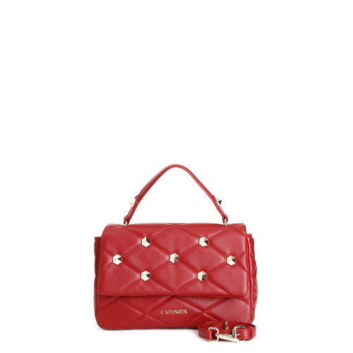 BORSA MEDIA CON PATTINA TRAPUNTATA CON BORCHIE ESAGONALI