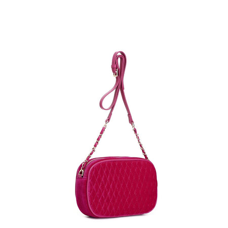 CAMERA BAG IN VELLUTO TRAPUNTATO CON ACCESSORI ESAGONALI