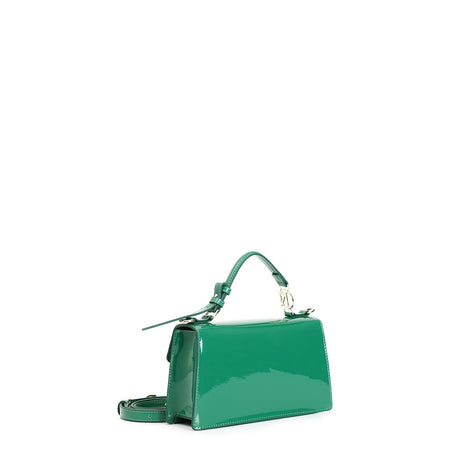 BORSA A SPALLA EFFETTO VERNICE CON ACCESSORIO CN CON STRASS