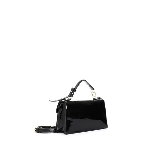 BORSA A SPALLA EFFETTO VERNICE CON ACCESSORIO CN CON STRASS