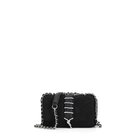 MINI BAG IN MICROFIBRA CON LACCIO DI STRASS