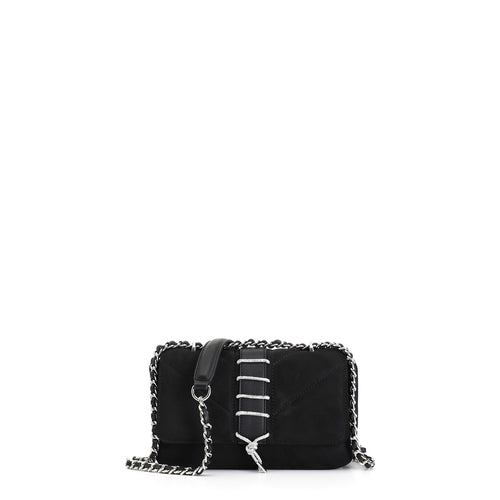 MINI BAG IN MICROFIBRA CON LACCIO DI STRASS